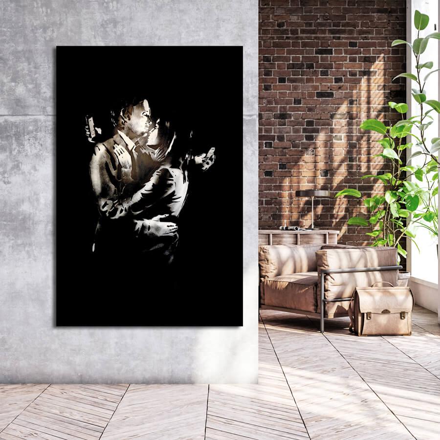 限定マット額装品/バンクシー/Mobile Lovers Banksy-canvasprint, 'Mobile Lovers', verschillende maten