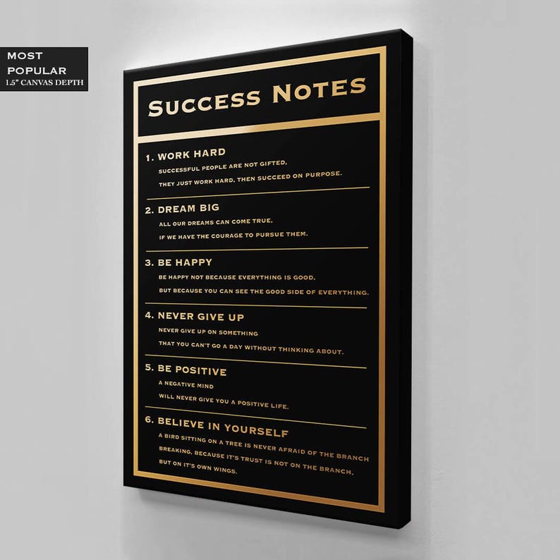 Success Note Photo Success Notes Art Print: Motivational Office Decor, Inspirational Quote ...