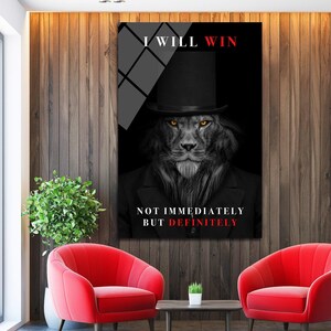 MOTIVATIONAL WALL ART-The Lion Person Lion Wall Inspirational Poster Design Entrepreneur Print Office Wall Canvas Motivational Quotes Script
