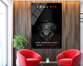 MOTIVATIONALE WALL KUNST-The Lion Person Lion Wall Inspirational Poster Design Entrepreneur Print Office Wall Canvas Motivationszitate Script