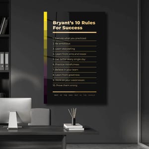 Kobe Bryant&#39;s 10 Rules For Success: Motivational Office Wall Art