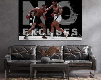 No Excuses Motivation Quotes Wall Decor Muhammad Ali Boxing Legend Canvas Sports Wall Art Home Wall Print Canvas Iconic Inspirational Art