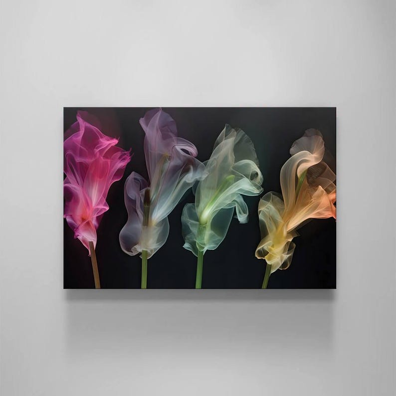 Colorful Flowers With A Smoke Motif Canvas Living Room Wall Decor