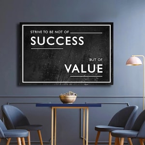 Success vs Wert Motivationsschild Wanddekoration Inspirierende Leinwand Wohnkultur Business Zitate Büro Wand Kunst Schild Motivierende Zitate Leinwand