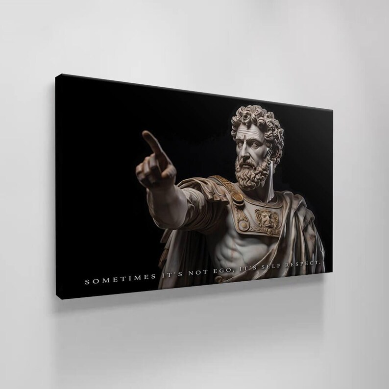 Statue Of Stoic Bust Self Respect Motivational Quotes Inspirational Canvas Art Office Wall Decor With Strong Reference To Stoicism Wall Art image 2