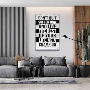 Champion Motivationszitate Wanddekor Muhammed Ali Boxlegende Leinwand Sport Wandkunst Home Wanddruck Leinwand Kultige Inspirationskunst