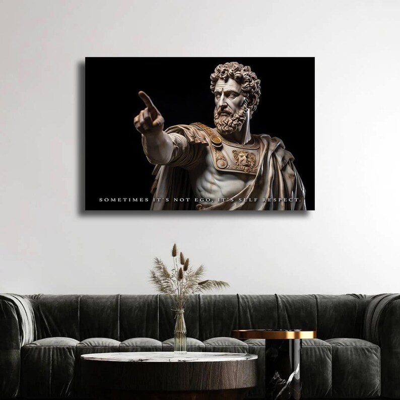 Statue Of Stoic Bust Self Respect Motivational Quotes Inspirational Canvas Art Office Wall Decor With Strong Reference To Stoicism Wall Art image 5