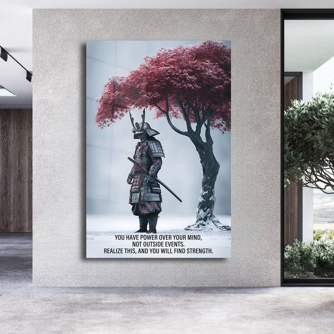 Samurai Stands Stoic Canvas Wall Art Motivational Gym Quote A Brave ...