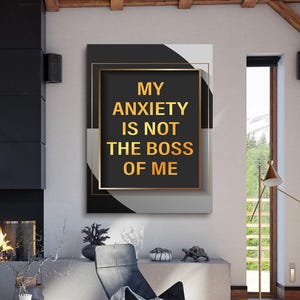 Minha ansiedade mentalidade motivação citação inspiradora tela casa ou escritório arte impressão acrílica arte empreendedor tela pronta para pendurar citação personalizada