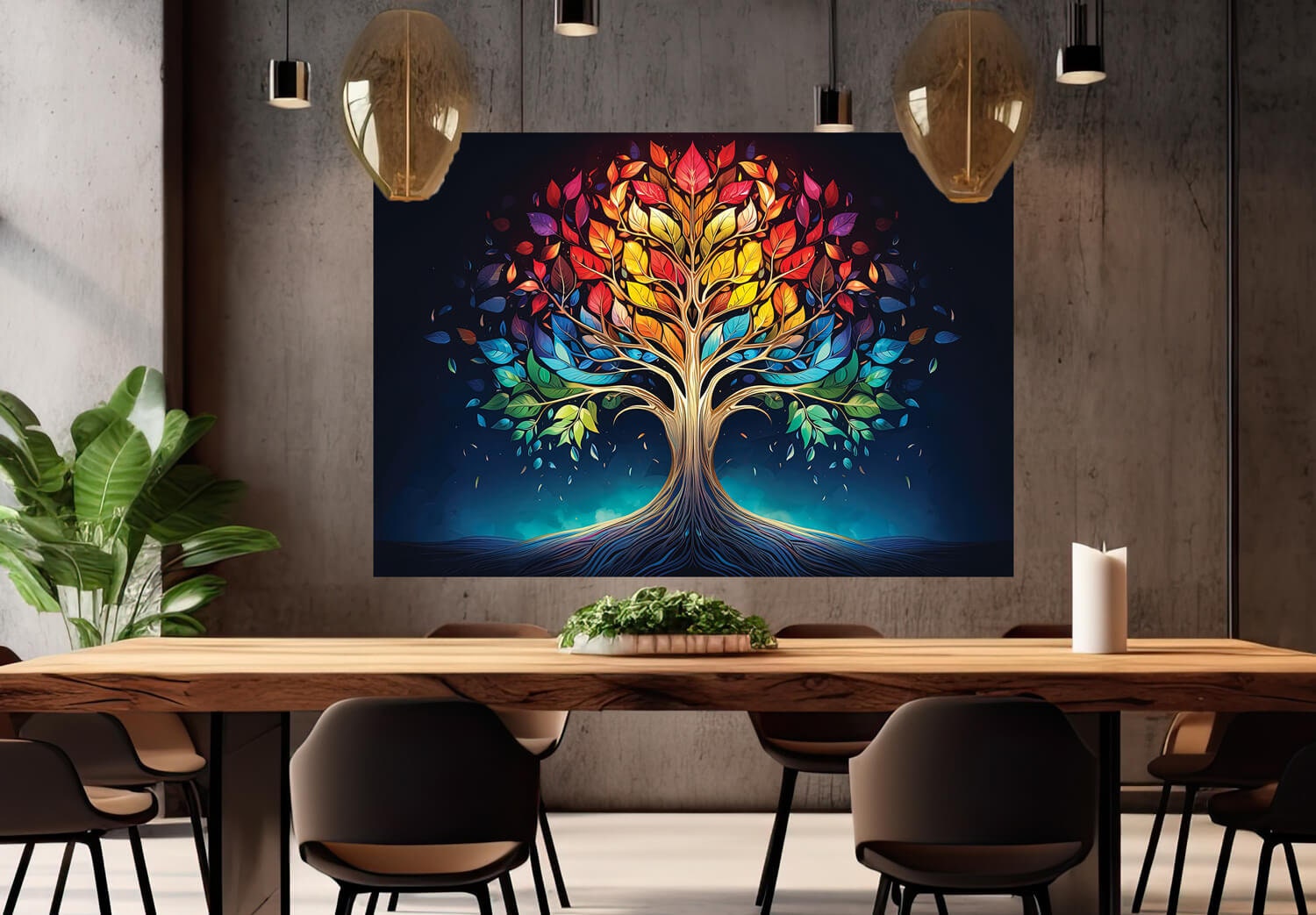 Colorful Sacred Spiritual Tree of Life Canvas Wall Decor Cycle of Life ...