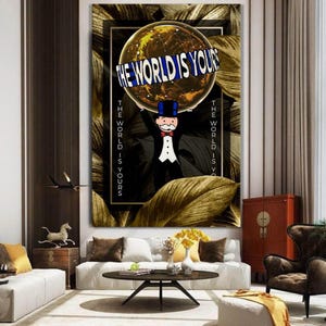 The World Is Yours Motivational Art Alec Monopoly Office Decor Inspirational Design Wall Art  Living Room Poster Print Alec Character Poster