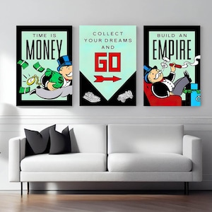 Monopoly Bundle Acrylic Wall Art Canvas Wall Art Inspirational Home Wallpaper Motivation Quotes Luxury Office Print Modern Art 3X Wall Print