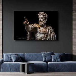 Statue Of Stoic Bust Self Respect Motivational Quotes Inspirational Canvas Art Office Wall Decor With Strong Reference To Stoicism Wall Art image 6