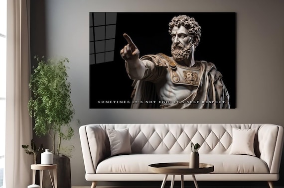 Statue Of Stoic Bust Self Respect Motivational Quotes Inspirational Canvas Art Office Wall Decor With Strong Reference To Stoicism Wall Art