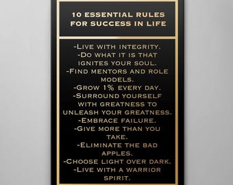 10 Regeln für den Erfolg - Motivationsbild auf Leinwand oder in Acryl