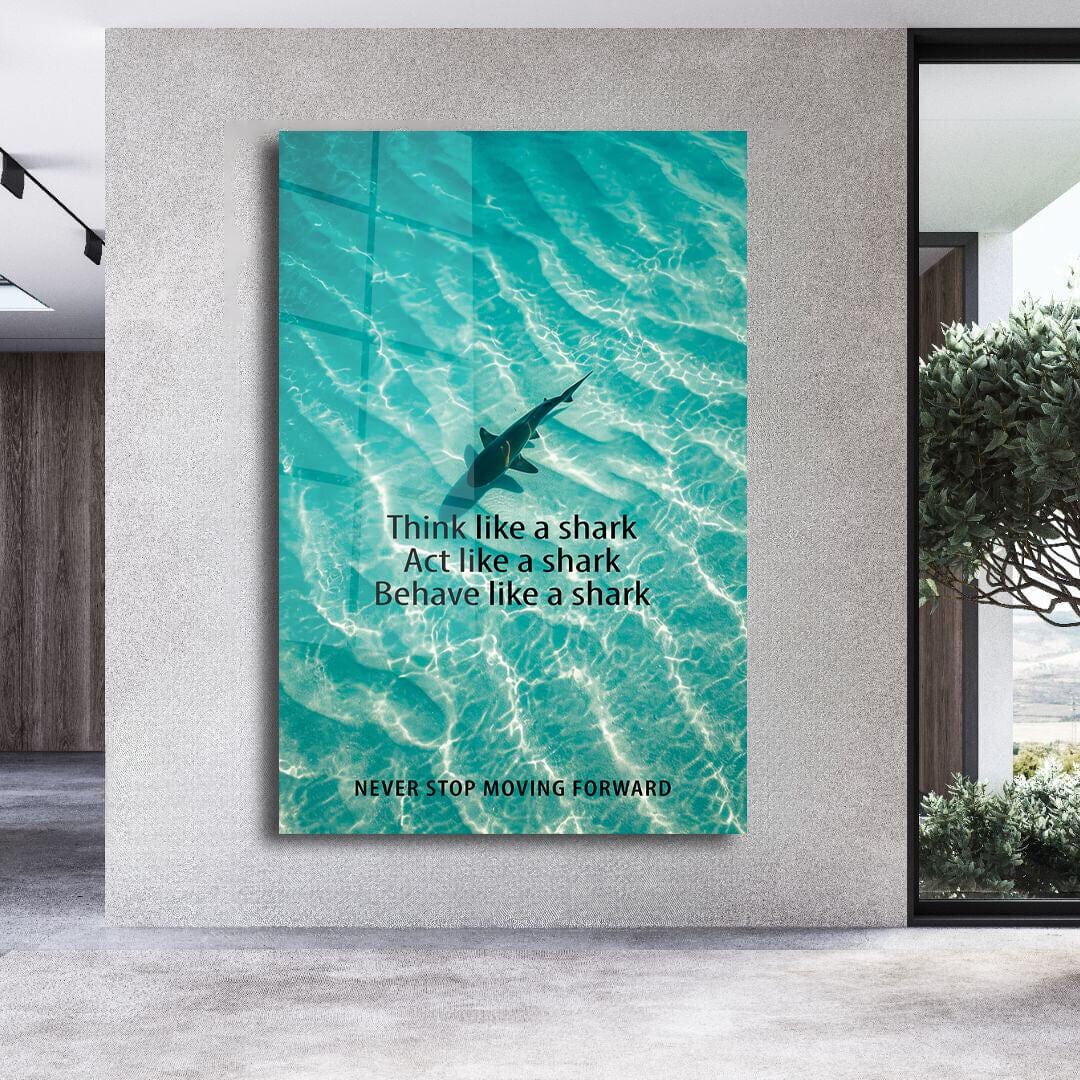 Never Stop Motivational Quotes Wall Art Canvas Shark Swimming in ...