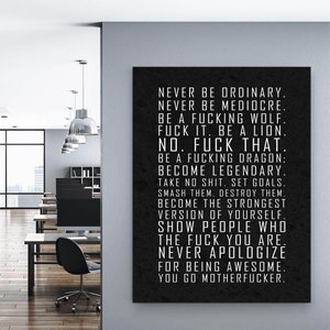 Never Be Ordinary Motivational Wall Decor Inspirational Quotes Art Home And Office Decor  Wall Poster Be A Dragon Be A Lion Wall Print Decor