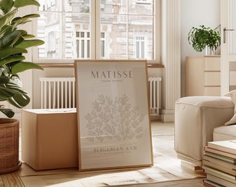 Henri Matisse Print – Leaf Exhibition Poster, Beige Neutral Digital Download for Minimalist Wall Art