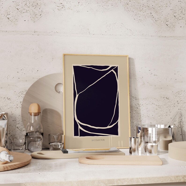 Modern Abstract Fine Line Art Print: Black Beige (digital Download) - Etsy
