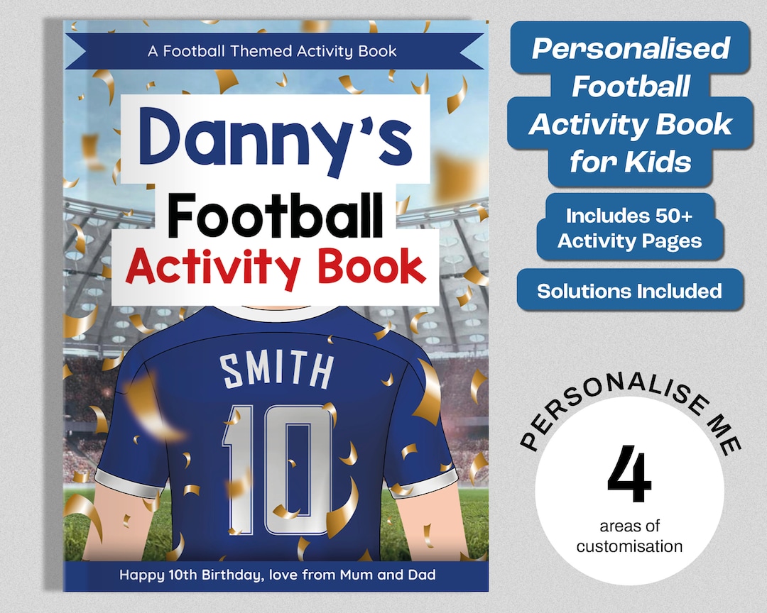 Personalised Football Activity Book for Kids Age 812 Custom Etsy