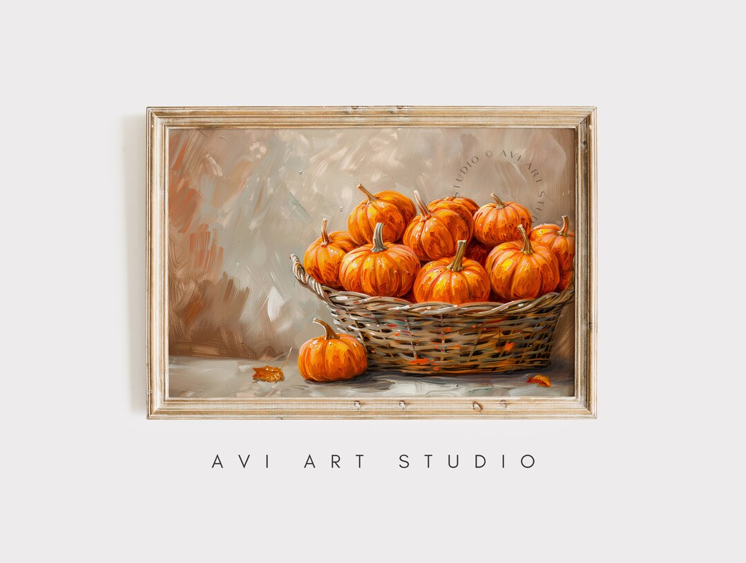 Rustic Fall Wall Decor Printable Pumpkin Still Life Painting Fall Art ...