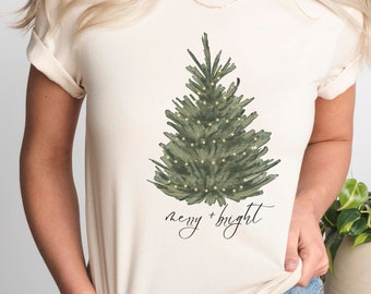 Merry and Bright T-shirt| Christmas shirts for Women| Christmas Holiday T-shirt for Women| Christmas Gifts Sweatshirt| Winter Womens Sweater