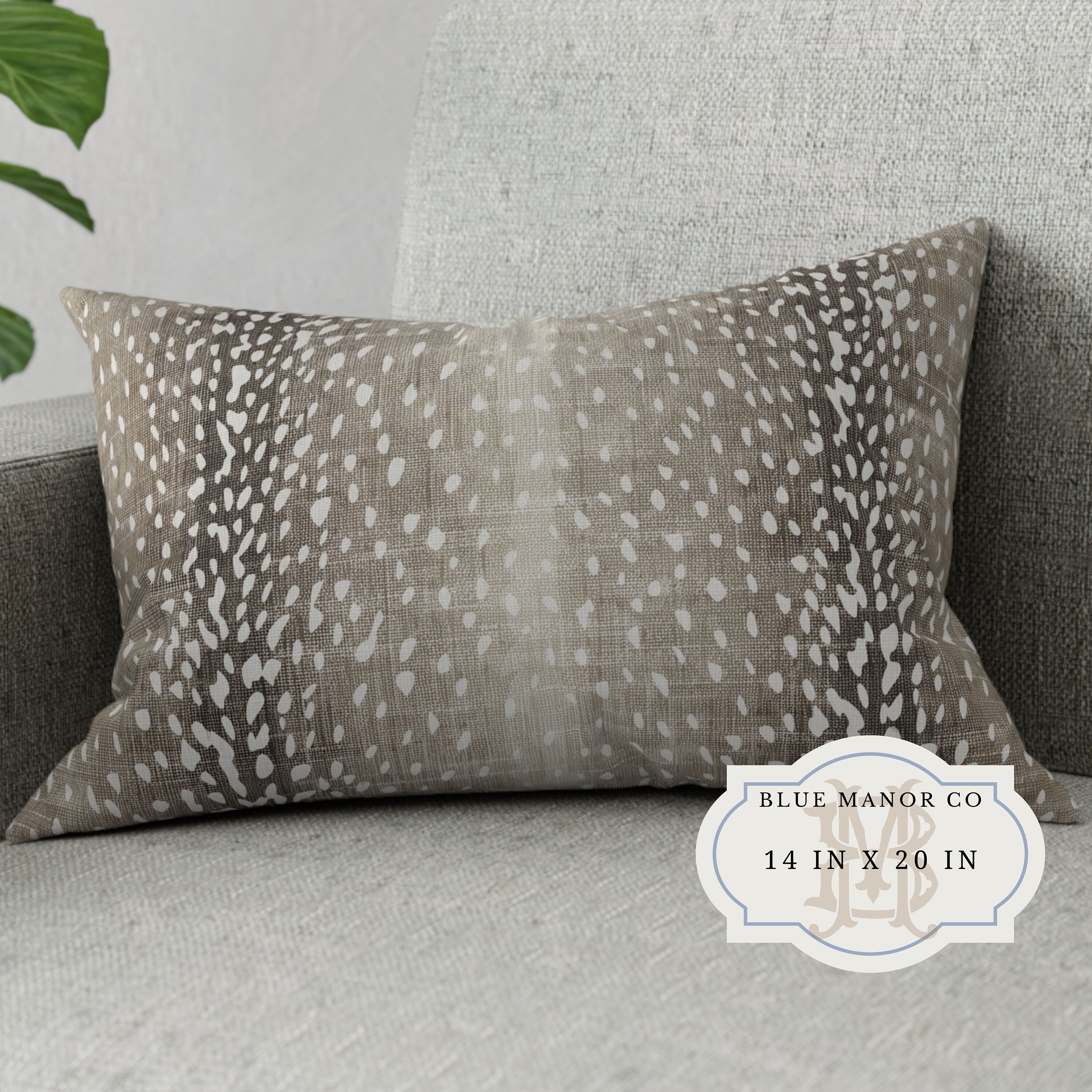 PILLOW COMBO Set of Three Designer Pillows Tan Fawn Print Scalloped