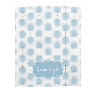 Personalized floral coastal print blanket with Name| Custom Beach House blanket| Birthday Anniversary Gift| Hamptons Blanket| Grandmillenial