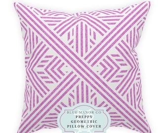 Pink Abstract Pillow Cover| Geometric Accent Pillow| Preppy Dorm Decoration| Dorm Decor for College Girls| Teen College Girl Gift Home Decor