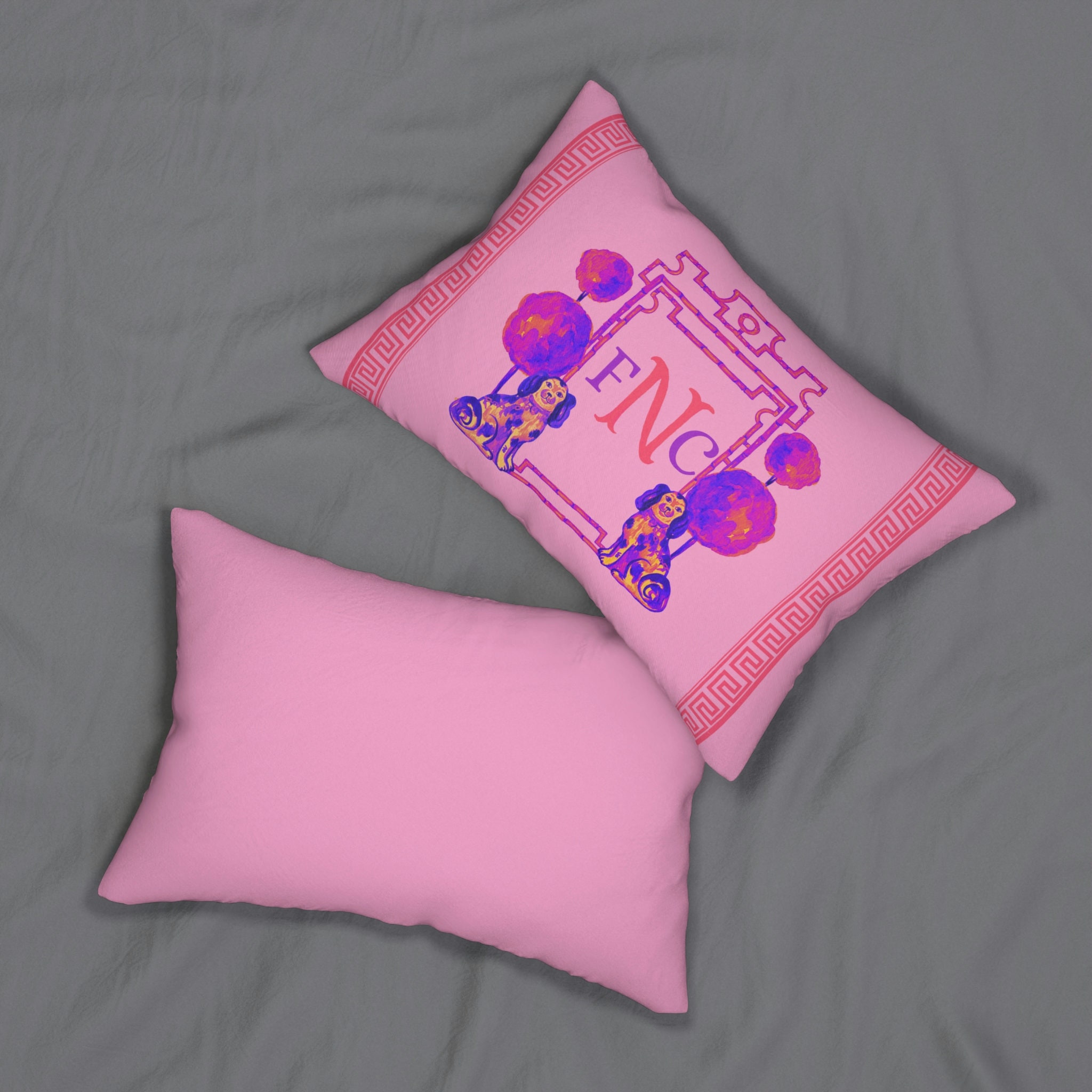 Pink Monogram Pillow With Insert Chinoiserie Pagoda Frame Grand