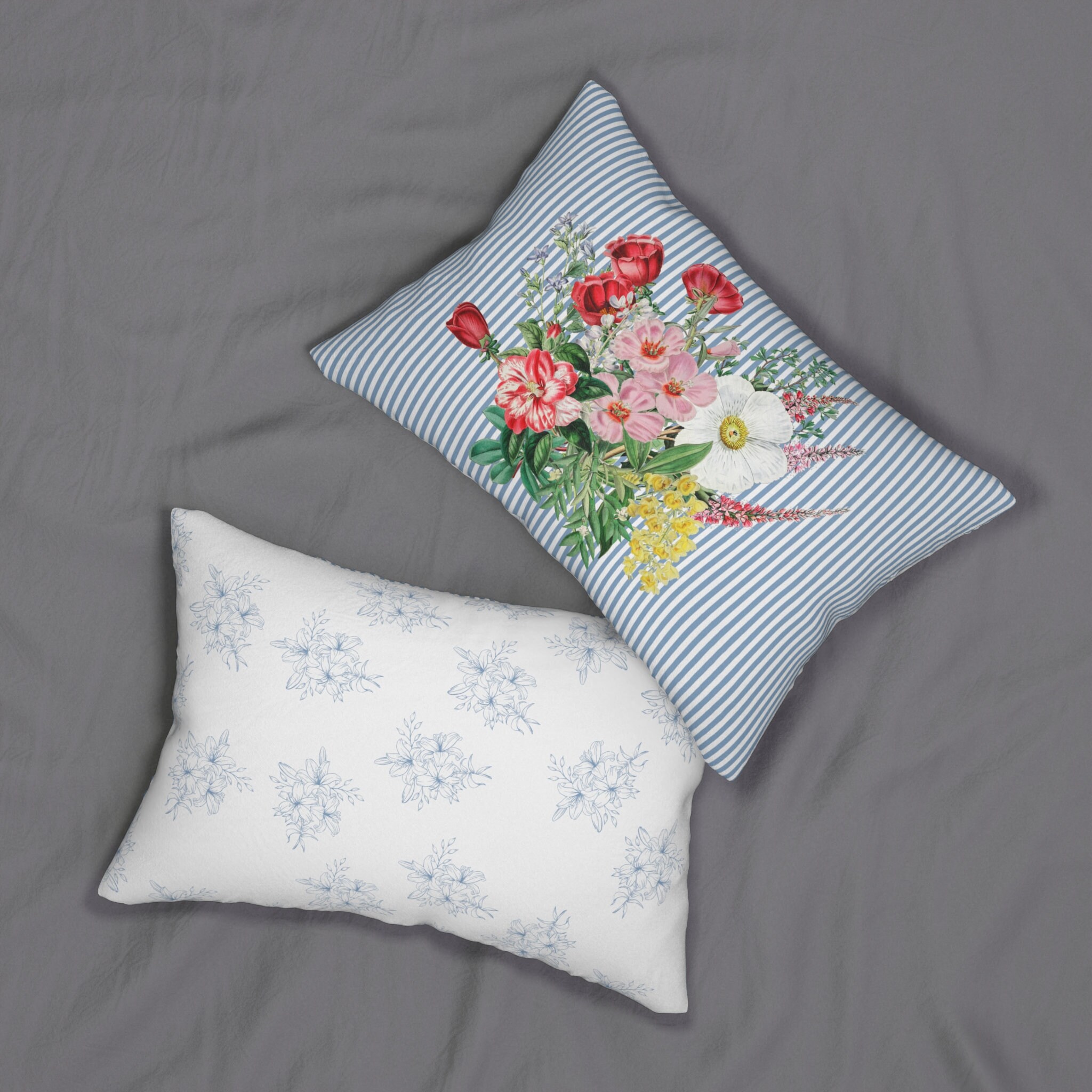Hamptons Style Pillow With Insert Chinoiserie Blue Floral Grand