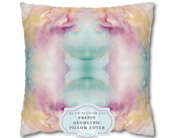 Pink & Green Butterfly Effect Pillow Cover| Preppy Dorm Decoration| Dorm Decor for College Girls | Teen and College Girl Gift | Home Decor
