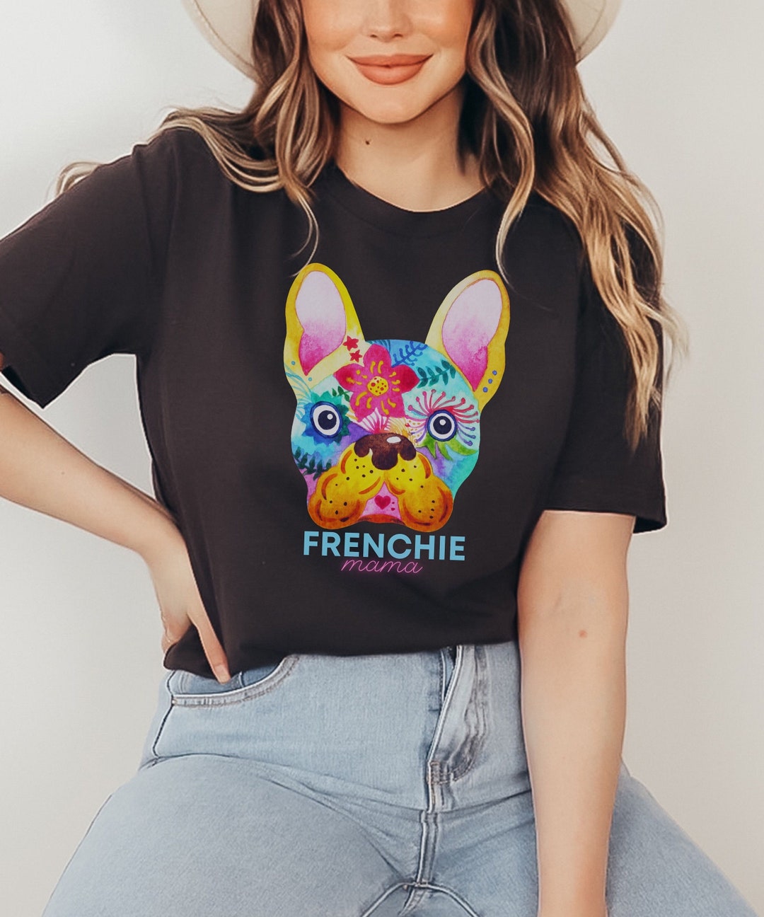Women's Loose French Embroidered Puppy Shirt