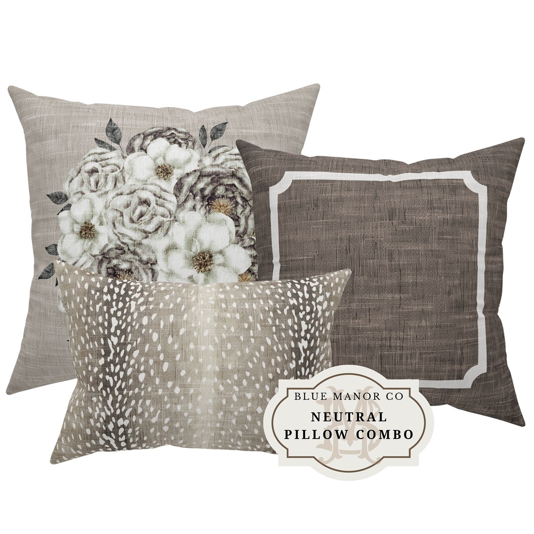 PILLOW COMBO Set of Three Designer Pillows Floral Accent Pillow Grand