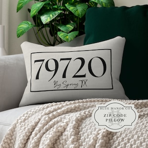 Zip Code Pillow with Insert| New Home Pillow| Lumbar Pillow Personalized| Farmhouse| Housewarming Gift| Personalized Pillow| First Home Gift