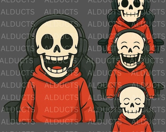 Red Hoodie Skeleton PNGTuber: Gamer Vtuber Avatar (Veadotube Ready) (Digital Download)