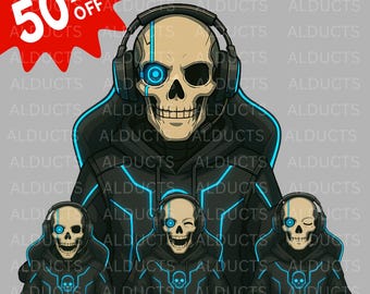 Gaming Skeleton PNGTuber: Anime Vtuber Avatar for Veadotube (Digital Download)