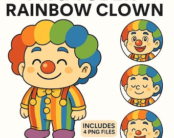 Rainbow Clown PNGTuber Model: Reactive Vtuber Avatar for VeadoTube