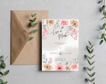 Hochzeitseinladung,  Einladungskarte Hochzeit, personalisiert, Papier,