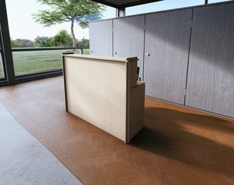 Moderne Empfangstheke aus Birkenholz, schlichte Naturholz-Büromöbel, Bürotheke, Empfangstheke, elegantes Bürogeschenk, Wartebereichmöbel