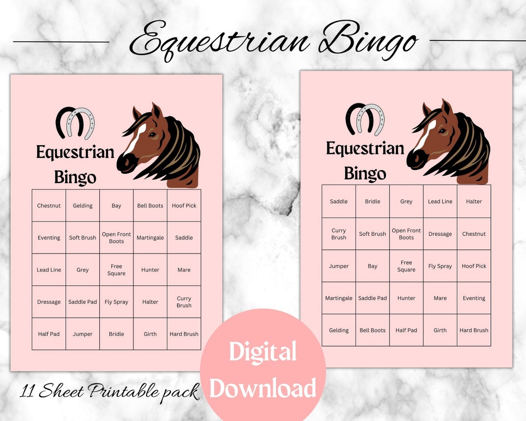 Digital Download Bingo for Equestrian Summer Camp, Great Horse Summer