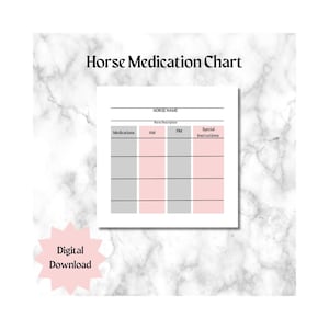 Digitaler Download, Pferd Medikamentenkarte, Fütterungskarte für Pferde, Karte macht es einfach. Reiter Medikamentenkarte