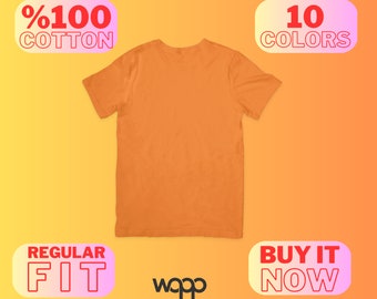 WHOLESALE/BULK -100% Organic Cotton Basic Tshirt , 10 Different Colors, 5 Different Sizes