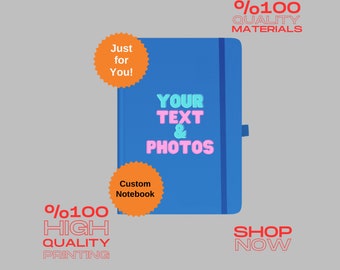 CUSTOM NOTEBOOK-Personalized Notebooks, Customizable Journals, Name Printed Notebooks, Design Options, Unique Notebooks, Create Your Own