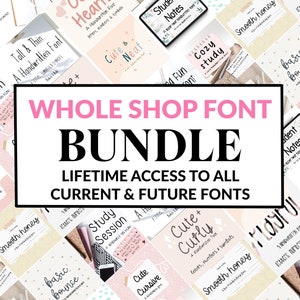 WHOLE SHOP Lettertype BUNDEL - Handgeschreven, netjes geschreven | Schriftelijk studenthandschrift | Digitale planner voor iPad | Goodnotes-opmerking