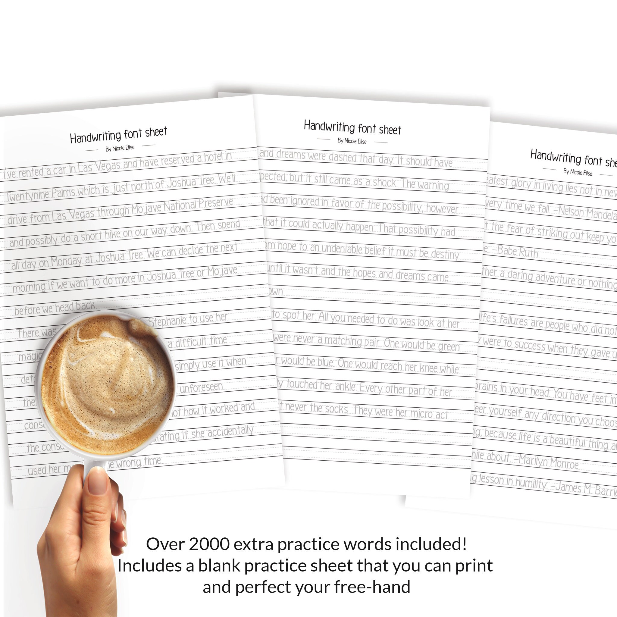 99 Page Student Notes Hand Writing Practice Workbook Sheet Printable ...