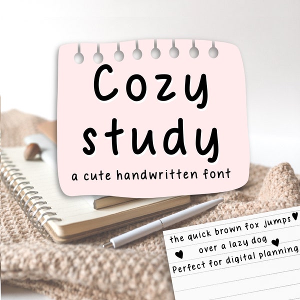 Cozy Study Handwritten Font for Note Taking Cute Neat Writing Written Student Handwriting Digital Planner Study iPad Goodnotes Notability