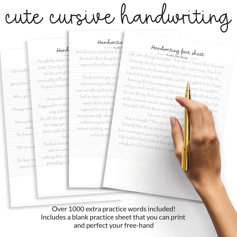 117 Page Fun Cursive Neat Hand Writing Workbook | Practice Sheet Guide ...