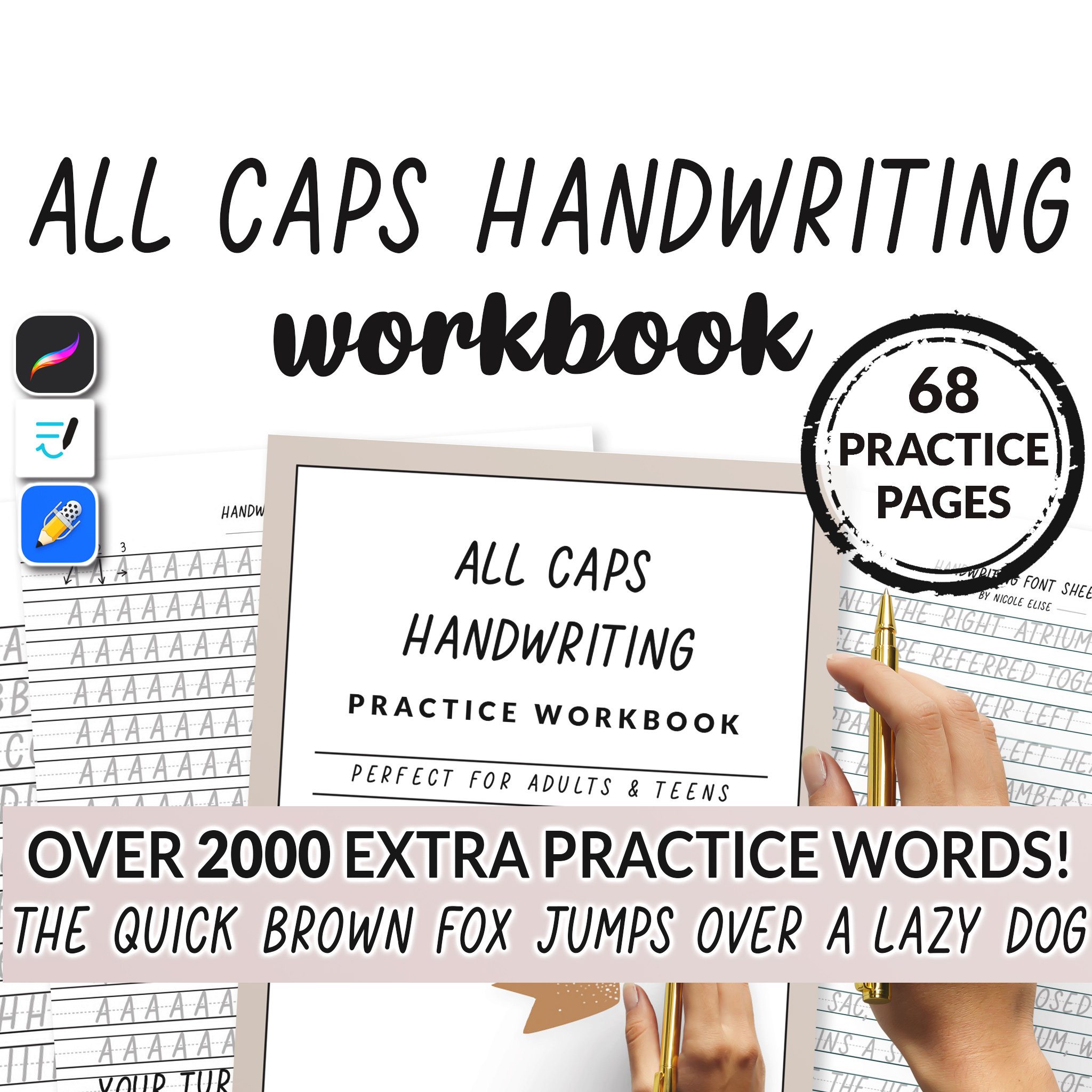 Pdf Letters Caps 68 Page All Caps Hand Writing Practice Workbook Sheets Printable ...