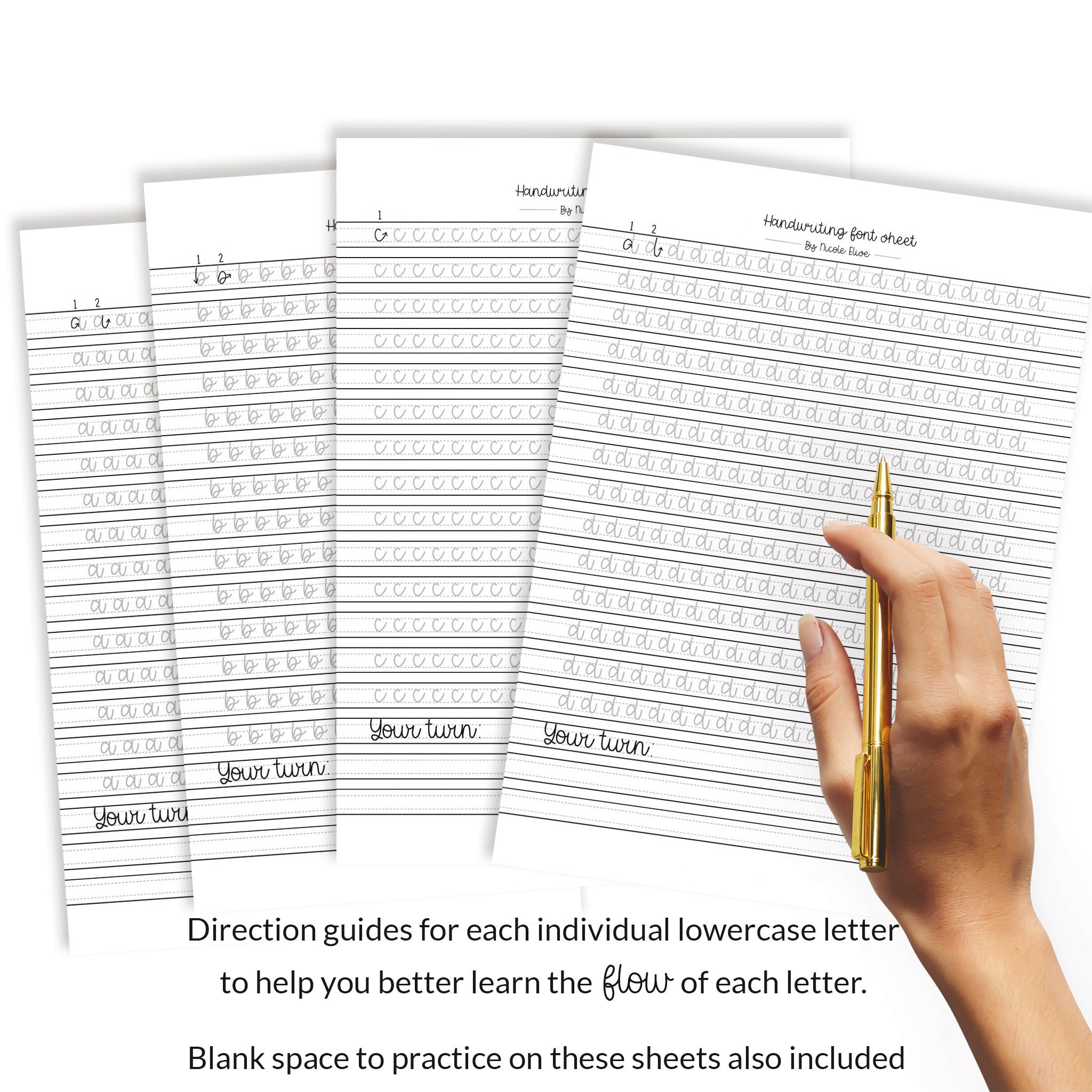 100 Page Smooth Honey Hand Writing Practice Workbook Sheet Printable ...